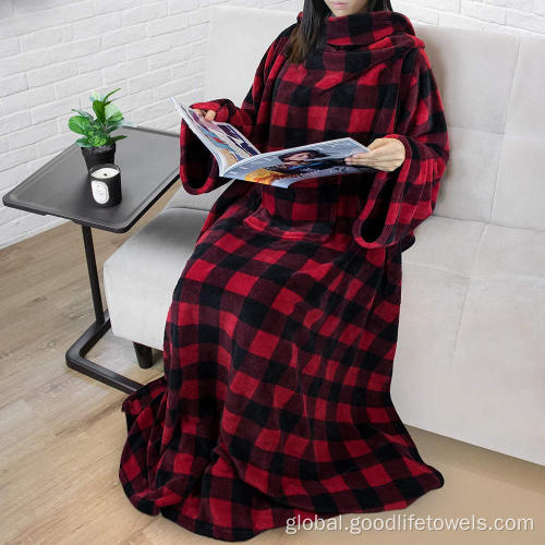 Wearable Blanket Custom sherpa wearable Sweatshirt Hooded Blanket with pocket Supplier